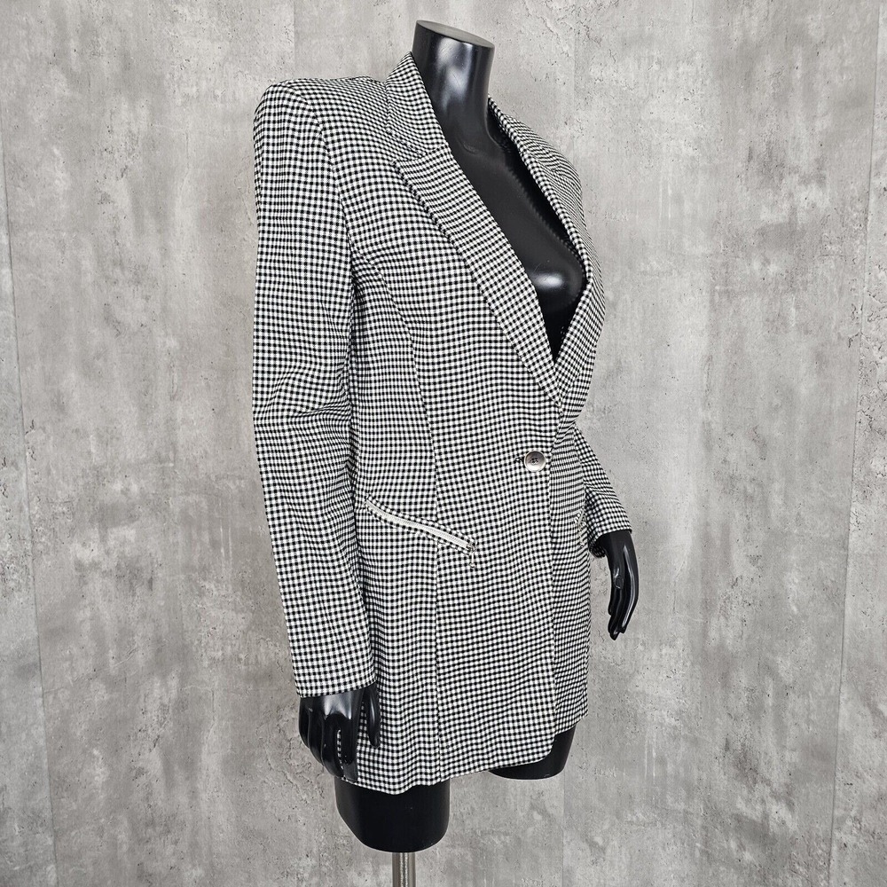 Laundry by Shelli Segal Black White Houndstooth Blazer Jacket 90s M USA - Picture 4 of 11